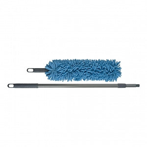 Medline Microfiber Dusters - High Microfiber Duster with Fringe, Blue, Starter Kit with Sleeve, Flexible Wand & Extension Handle - MDT217857