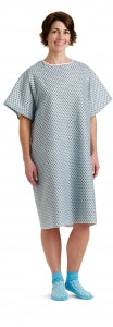 Medline Blended Patient Gowns - Traditional Patient Gown with Straight Back, Ties, Star Print, One Size Fits Most - MDTPG2RSBSTA