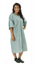 Medline PolyBright IV Patient Gowns - PolyBright Patient Gown, 100% Polyester, Side Tie, Basket Weave - MDTPG6ITSBWG