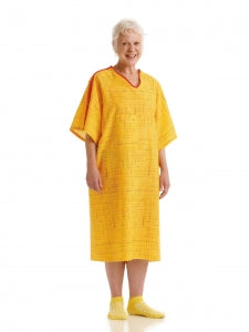 Medline Fall Prevention IV Gowns - PerforMAX IV Patient Gown with Stainless Steel Snap Detail, Fall Risk Management, Yellow, One Size Fits Most - MDTPG7ITSHRG