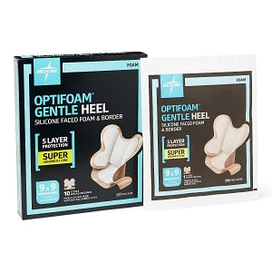 Medline Optifoam Gentle Silicone-Faced Foam and Border Heel Dressing - Optifoam Gentle Silicone-Faced Foam and Border Heel Dressing - MSC1200B