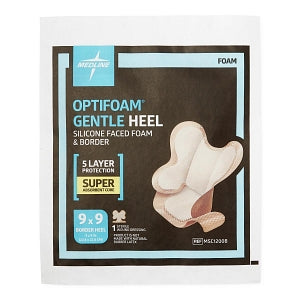 Medline Optifoam Gentle Silicone-Faced Foam and Border Heel Dressing - Optifoam Gentle Silicone-Faced Foam and Border Heel Dressing - MSC1200B