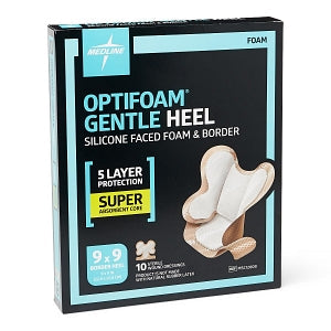 Medline Optifoam Gentle Silicone-Faced Foam and Border Heel Dressing - Optifoam Gentle Silicone-Faced Foam and Border Heel Dressing - MSC1200B