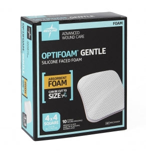 Medline Optifoam Gentle Silicone-Faced Foam Dressings - Optifoam Gentle Silicone-Faced Foam Dressing, 4" x 4", in Educational Packaging - MSC2244EP