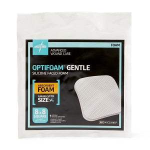 Medline Optifoam Gentle Silicone-Faced Foam Dressings - Optifoam Gentle Silicone-Faced Foam Dressing, 8" x 8", in Educational Packaging - MSC2288EP