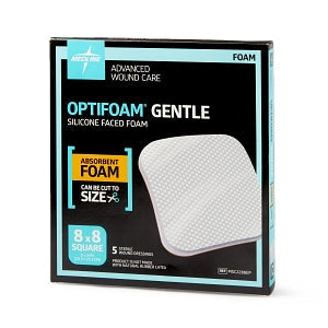 Medline Optifoam Gentle Silicone-Faced Foam Dressings - Optifoam Gentle Silicone-Faced Foam Dressing, 8" x 8", in Educational Packaging - MSC2288EP