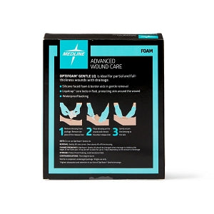 Medline Optifoam Gentle Silicone-Faced Foam Dressings with Liquitrap - Optifoam Gentle Silicone-Faced Foam Dressing with Liquitrap Super Absorbent Core, 3" x 3", in Educational Packaging - MSC2333EP