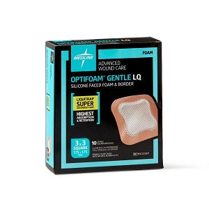 Medline Optifoam Gentle Silicone-Faced Foam Dressings with Liquitrap - Optifoam Gentle Silicone-Faced Foam Dressing with Liquitrap Super Absorbent Core, 3" x 3", in Educational Packaging - MSC2333EP