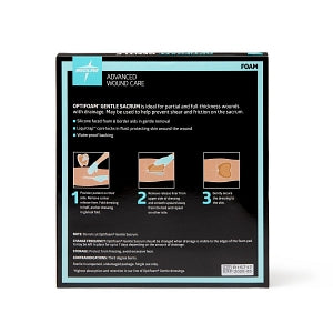 Medline Optifoam Gentle Silicone-Faced Foam Dressings with Liquitrap - Optifoam Gentle Silicone-Faced Foam Dressing with Liquitrap Super Absorbent Core, 7" x 7", Sacrum, in Educational Packaging - MSC2377EP