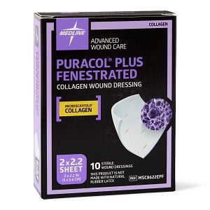Medline Puracol Plus Collagen Wound Dressings - Puracol Plus Collagen Wound Dressing, Fenestrated, 2" W x 2.25" L - MSC8622EPF