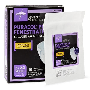 Medline Puracol Plus Collagen Wound Dressings - Puracol Plus Collagen Wound Dressing, Fenestrated, 2" W x 2.25" L - MSC8622EPF