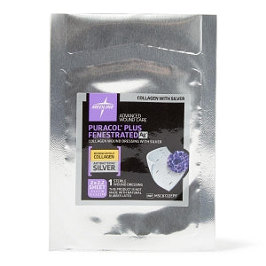 Medline Puracol Plus AG+ Collagen Wound Dressings with Silver - Puracol Plus AG+ Collagen Wound Dressings with Silver, Fenestrated, 2" x 2" - MSC8722EPF