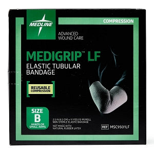 Medline MEDIGRIP Elastic Tubular Support Bandages - MEDIGRIP Elastic Tubular Support Bandage for Small Hands and Limbs, Size B, 2-1/2" W (6.35 cm) x 11 yd. - MSC9501LF