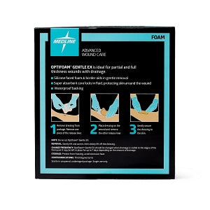 Medline Optifoam Gentle EX Foam Dressings - Optifoam Gentle EX Bordered Foam Dressing, 6" x 6", in Educational Packaging - MSCEX66EP