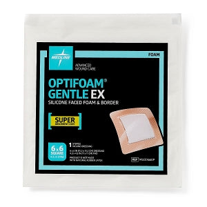 Medline Optifoam Gentle EX Foam Dressings - Optifoam Gentle EX Bordered Foam Dressing, 6" x 6", in Educational Packaging - MSCEX66EP