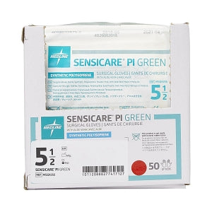 Medline SensiCare PI Green Surgical Gloves - SensiCare PI Green Powder-Free Surgical Gloves, Size 5.5 - MSG9255