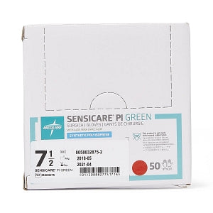Medline SensiCare PI Green Surgical Gloves - SensiCare PI Green Powder-Free Surgical Gloves, Size 7.5 - MSG9275