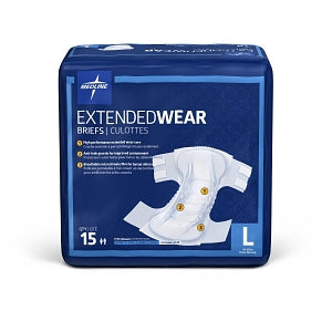 Medline Extended Wear High-Capacity Adult Incontinence Briefs - Extended Wear Briefs, Size L, for Waist Size 41"-59" - MTB80500