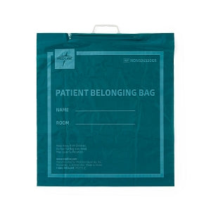 Medline Plastic Patient Belonging Bag with Rigid Handle - Rigid Handle Plastic Bag, Patient Belonging, 18" x 20", Dark Green - NON026320GR