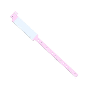 Medline Tamper Resistant Snap Closure Wide Face ID Bands - Vinyl ID Band with White Block, 12", Pink - NON0503120