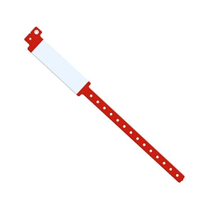 Medline Tamper Resistant Snap Closure Wide Face ID Bands - Vinyl ID Band with White Block, Adult, Red - NON050313