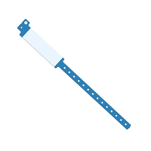 Medline Tamper Resistant Snap Closure Wide Face ID Bands - Vinyl ID Band with White Block, Adult, Blue - NON050319