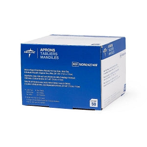 Medline Disposable Polyethylene Adult Aprons - Disposable Polyethylene Apron, Midweight, 28" x 46" - NON24274W