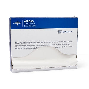 Medline Disposable Polyethylene Adult Aprons - Disposable Polyethylene Apron, Midweight, 28" x 46" - NON24274