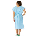 Medline Disposable X-Ray Patient Gowns - Tissue / Poly Disposable X-ray Patient Gowns with Opening and Belt, 30" x 42", Blue - NON24354