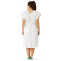 Medline Disposable Patient Gowns - Tissue / Poly / Tissue Deluxe Disposable Patient Gowns with Opening and Belt, 30" x 42", White - NON24355