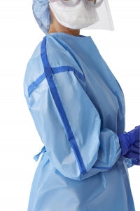 Medline Coated Chemotherapy Isolation Gowns - Coated Chemotherapy Isolation Gown, Blue, Size XL - NON25457XL