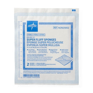 Medline Sterile Bulkee II Extra Absorbent Super Fluff Sponge - Bulkee II Super Fluff Sponges, 6" x 6.75" in 2-Packs - NON25852