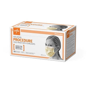 Medline Isolation Face Masks with Ear Loops - Isolation Face Mask with Ear Loops, Yellow - NON27122
