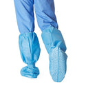 Medline Nonskid Fluid Proof Boot Covers - Knee-High Hook-and-Loop Boot Covers with Nonskid Bottom, Blue, Size Regular - NON27144