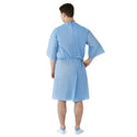 Medline Disposable Multilayer Patient Gowns - Short Sleeve Front Back Opening with Tie Multilayer Patient Gown, Blue, Size Regular / Large - NON27146SL