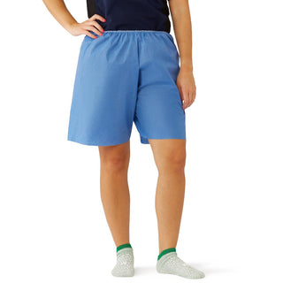 Blue Multilayer Disposable Exam Shorts with Elastic Waist, Size XXL