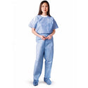 Medline Disposable Scrub Tops - Disposable Unisex Scrub Shirt with Round Neck, Size L, Blue - NON27212L