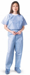 Medline Disposable Scrub Tops - Disposable Unisex Scrub Shirt with Round Neck, Size 3XL, Blue - NON27212XXXL