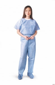 Medline Disposable Scrub Pants - Disposable Unisex Scrub Pants with Elastic Waist, Size XL, Blue - NON27213XL