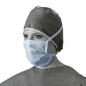 Medline Standard Surgical Masks - Standard Surgical Face Mask with Ties, Blue - NON27376