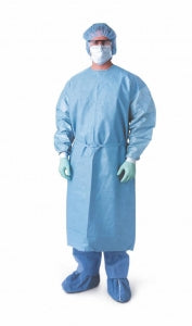 Medline Blue Procedure Gowns - Premium Breathable Film Chemo-Tested Procedure Gowns with Knit Cuffs, Blue, Size XXL - NON27457XXL