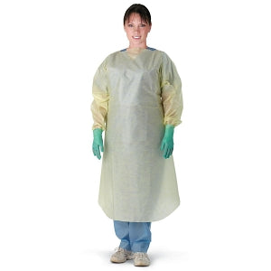 Medline Thumb-Loop Over-Head Cover Gowns - Lightweight Overhead Cover Gown, Yellow, Size XL - NON27SMS25XL
