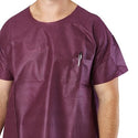Medline Disposable Scrub Tops - Disposable Unisex Scrub Shirt with Round Neck, Size 3XL, Wine - NON37212XXXL