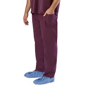 Medline Disposable Scrub Pants - Disposable Unisex Scrub Pants with Elastic Waist, Size 2XL, Wine - NON37213XXL