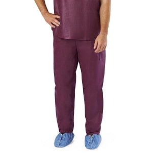 Medline Disposable Scrub Pants - Disposable Unisex Scrub Pants with Elastic Waist, Size 2XL, Wine - NON37213XXL