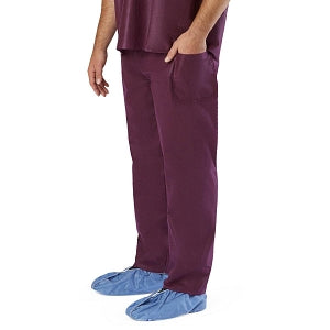 Medline Disposable Scrub Pants - Disposable Unisex Scrub Pants with Elastic Waist, Size 3XL, Wine - NON37213XXXL
