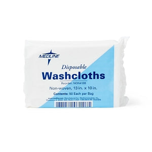 Medline Disposable Washcloths - White Disposable Washcloths, 10" x 13" - NON4135