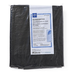 Medline Adult Body Bags with ID Tags - PVC-Free Polyethylene Scrim Body Bag for Adult, Black, 40" x 91" - NON60540B