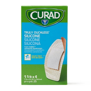 Medline CURAD Silicone Adhesive Bandages - CURAD Silicone Fabric Adhesive Bandages, 1.6" x 4" - NON76100