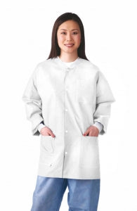 Medline Disposable Multi-Layer Lab Jacket - White Disposable Multi-Layer Lab Jacket, Size L - NONCRP500L